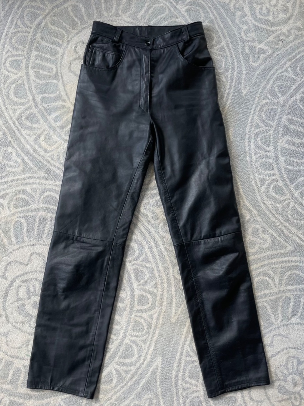 Vintage Reed Sportswear Genuine Black Leather High Waist straight Moto Pants XS - Picture 2 of 13